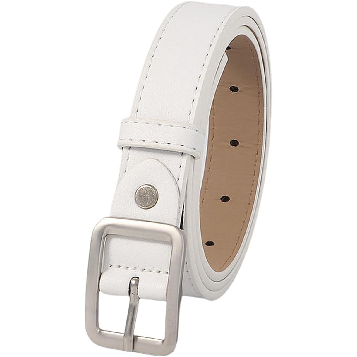 Aurora White Womens Thin Pu Leather Belt 105cm 2.3cm