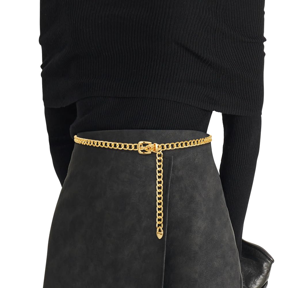 AstraLux Gold Chain Belt for Women Adjustable Boho Cowgirl