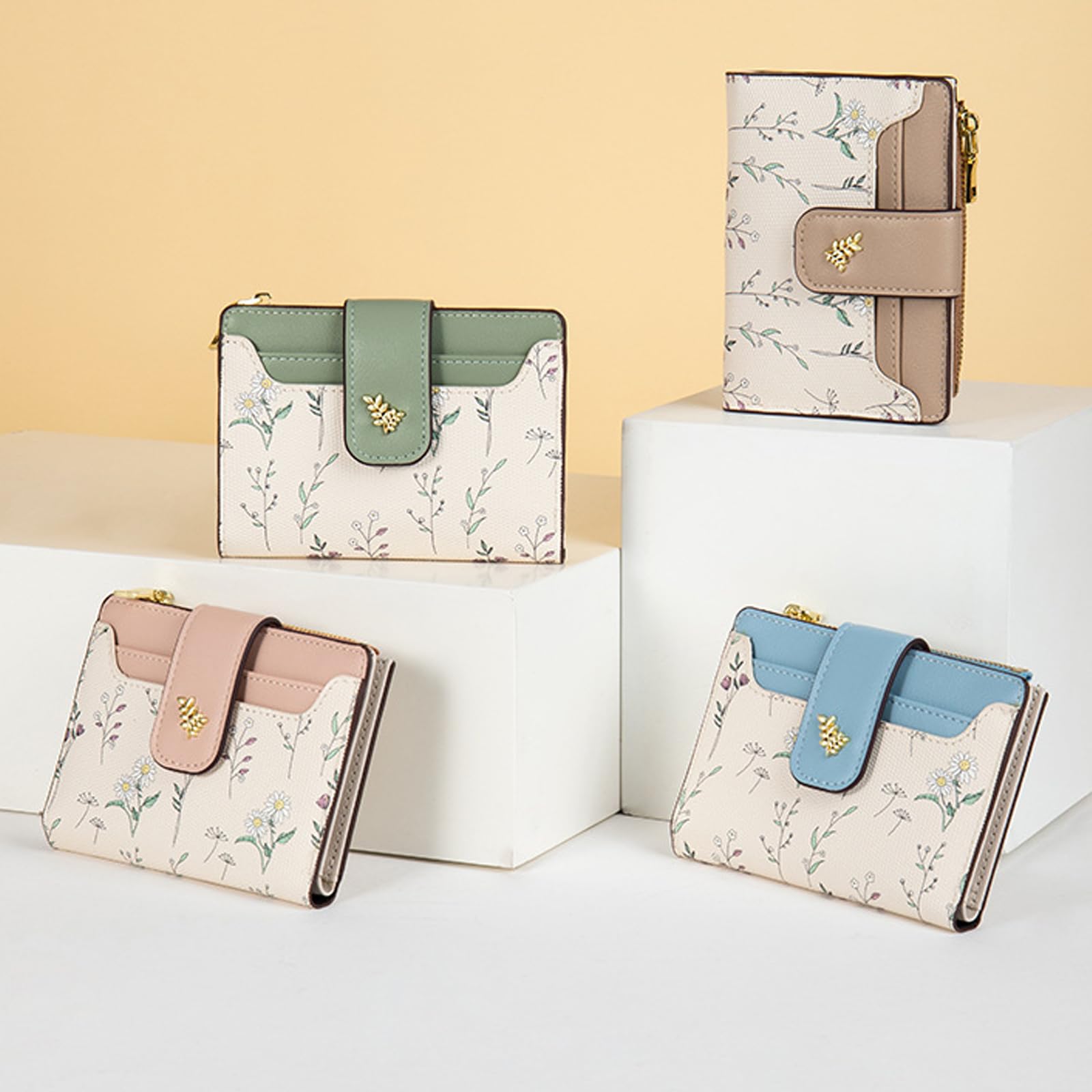 Chaofanxi RFID Blocking Green Leather Bifold Wallet