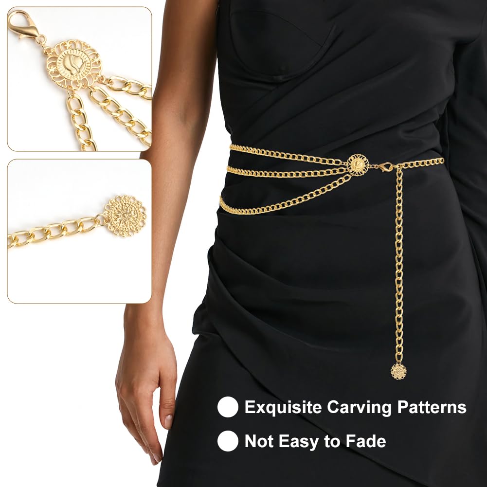 AstraLux Gold Chain Belt for Women Adjustable Boho Cowgirl