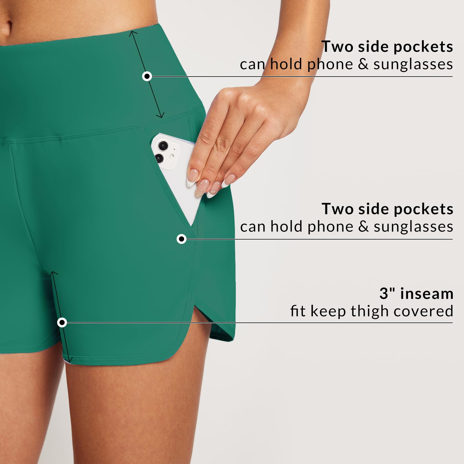 Baleaf Tummy Control High Waisted Swim Shorts With Pockets