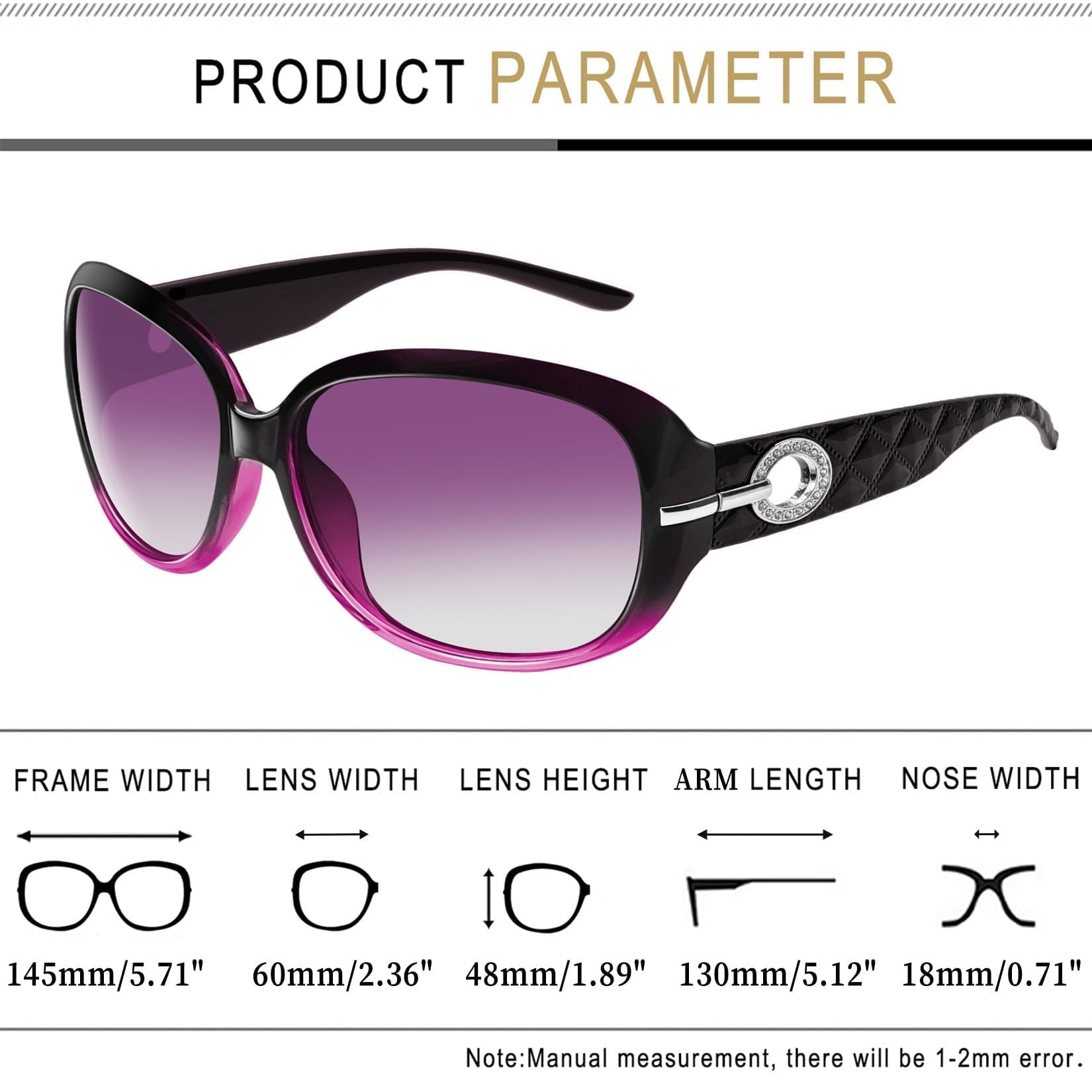 Joopin Oversized Polarised Sunglasses For Women Retro Frames