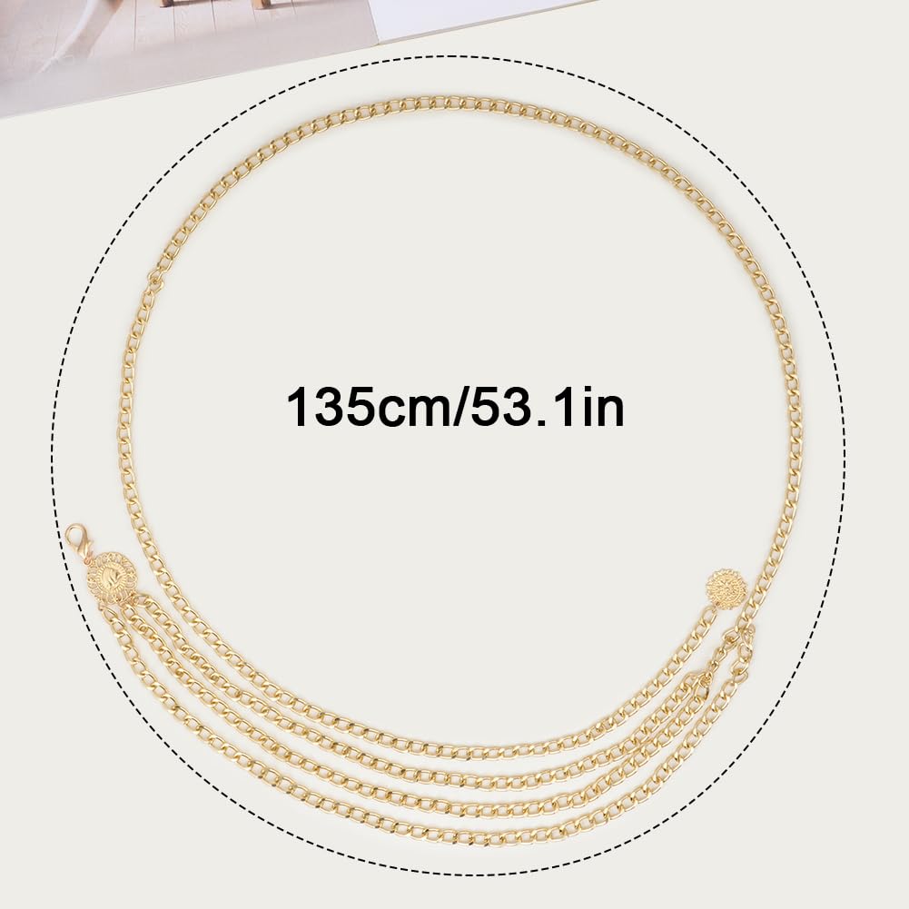 AstraLux Gold Chain Belt for Women Adjustable Boho Cowgirl