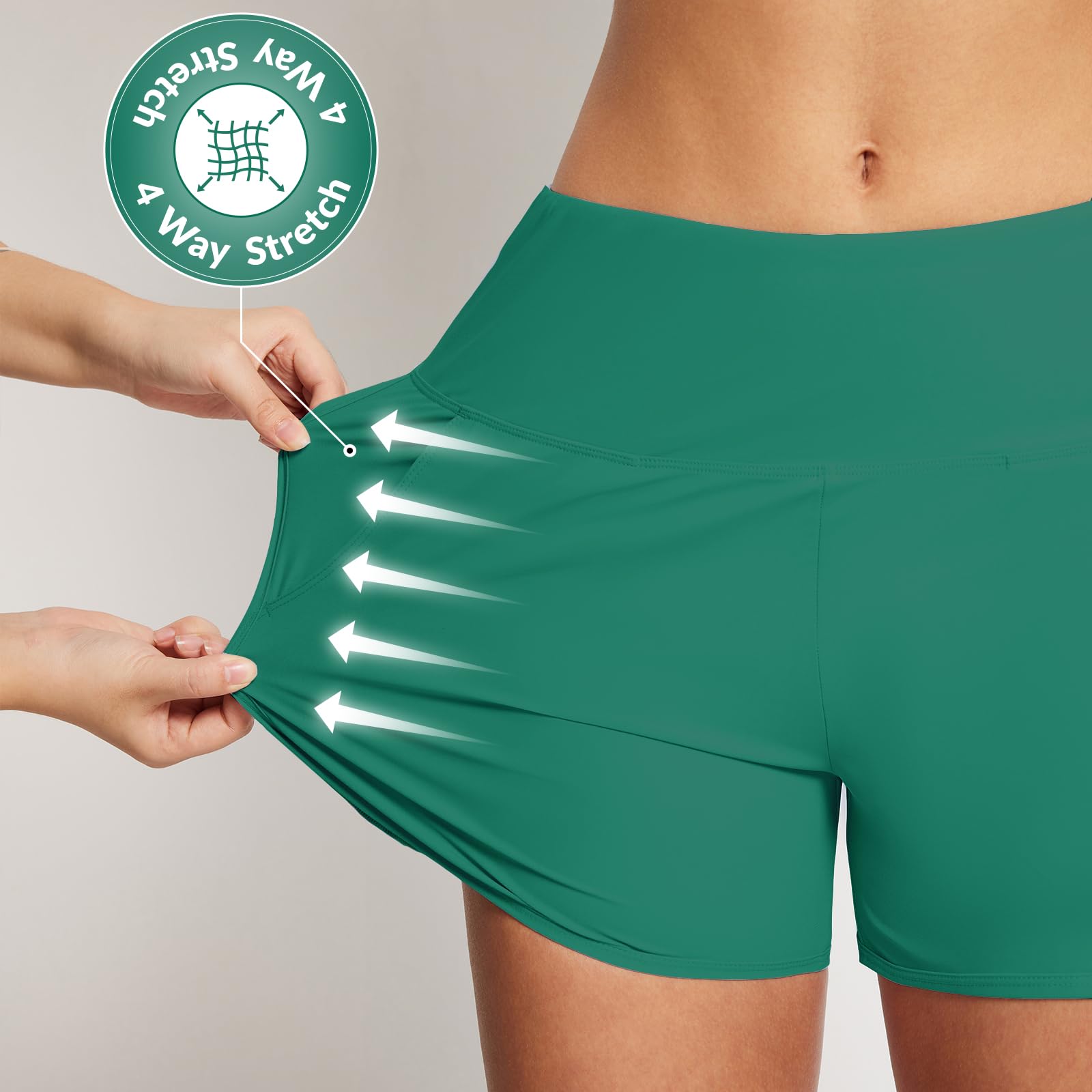 Baleaf Tummy Control High Waisted Swim Shorts With Pockets