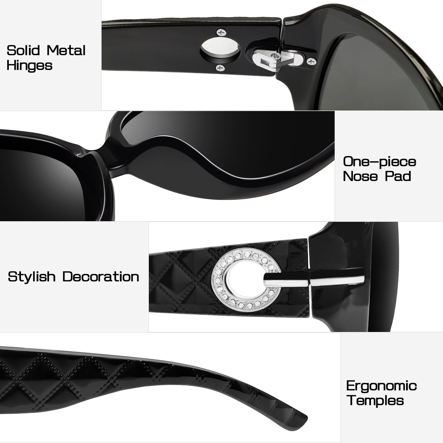 Joopin Oversized Polarised Sunglasses For Women Retro Frames