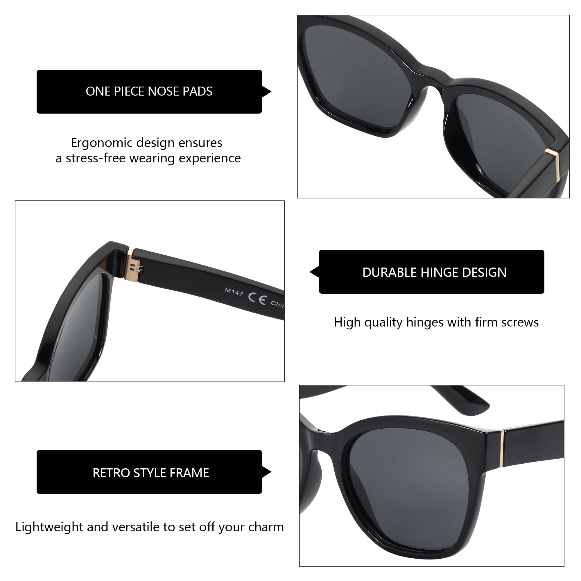 Zenottic Cat Eye Polarised Sunglasses Oversized UV400