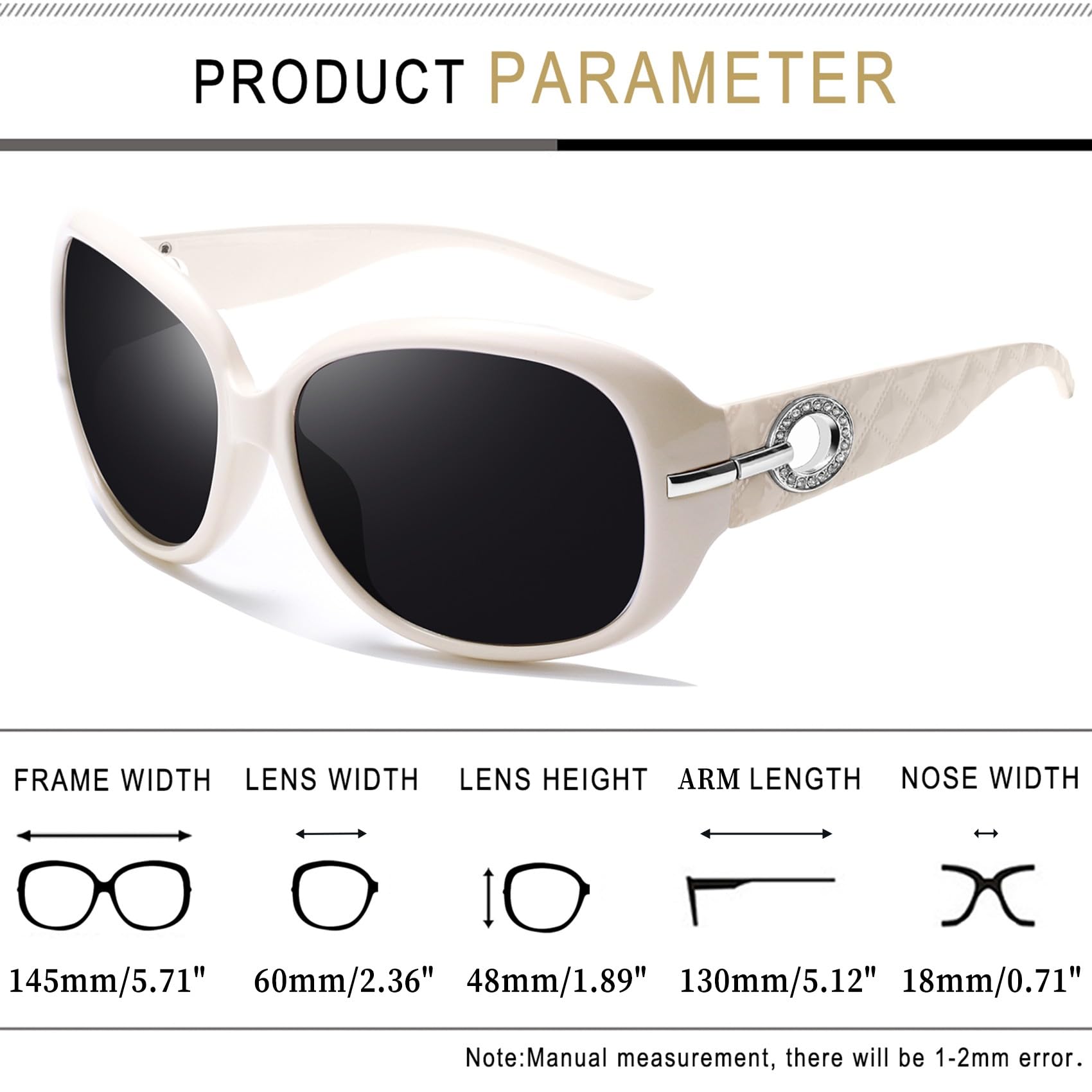 Joopin Oversized Polarised Sunglasses For Women Retro Frames