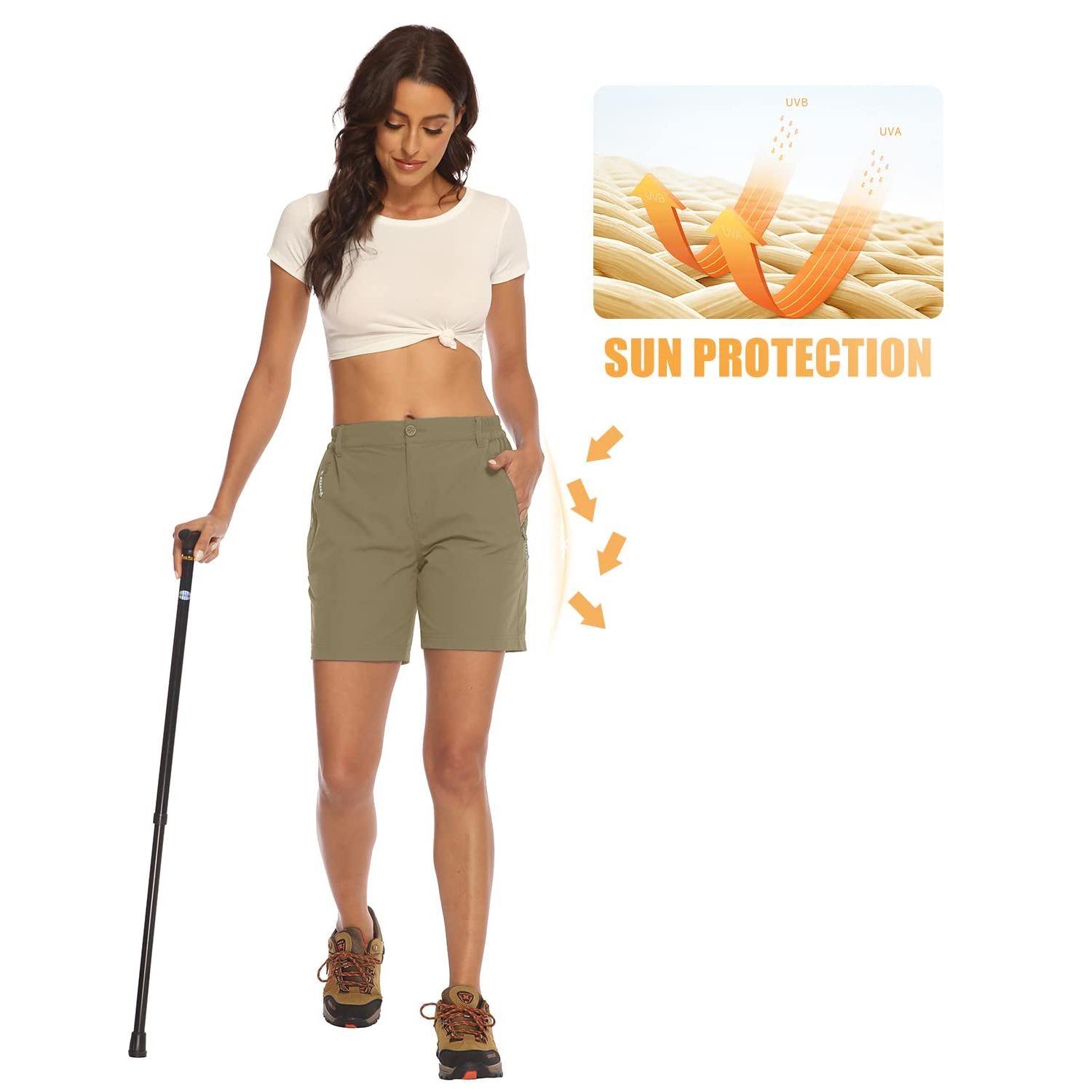Donhobo Women Golf Shorts Quick Dry Stretch With Pockets