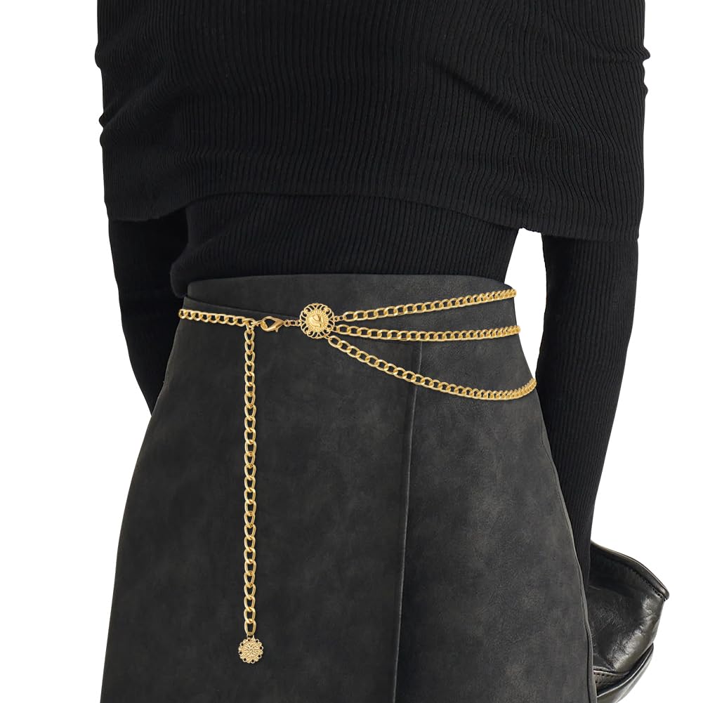 AstraLux Gold Chain Belt for Women Adjustable Boho Cowgirl