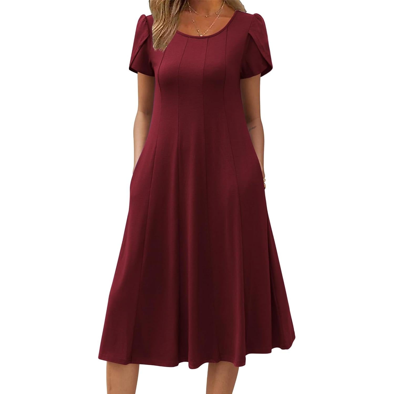 Zeagoo Womens Summer Midi Dress With Pockets S XXL