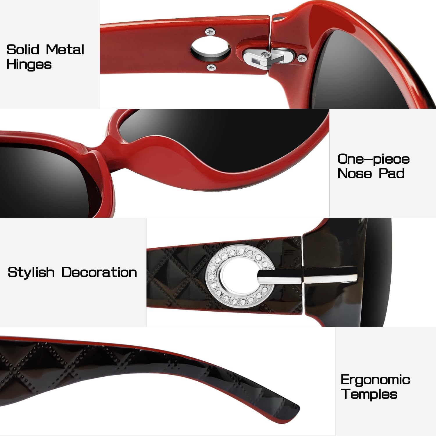 Joopin Oversized Polarised Sunglasses For Women Retro Frames