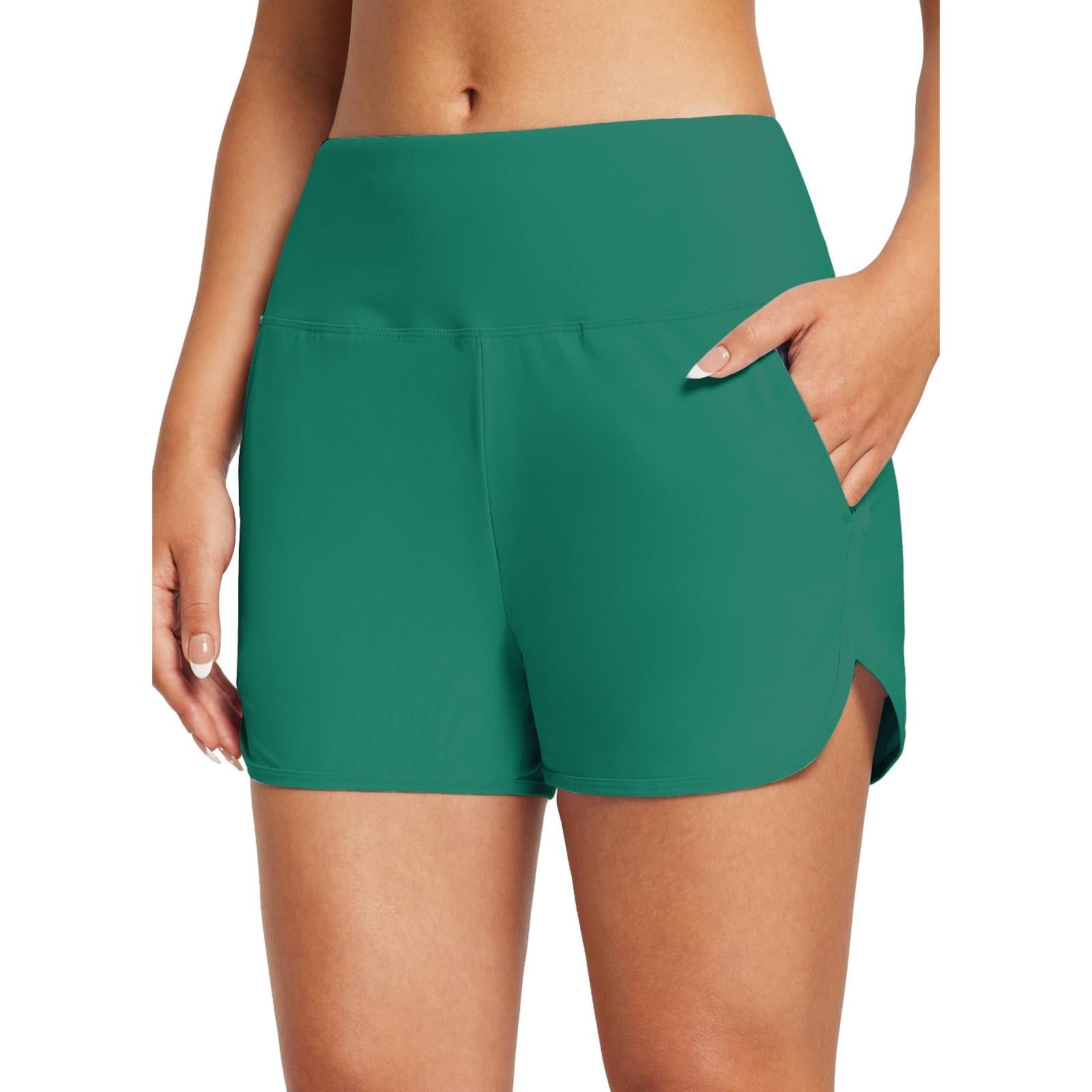 Baleaf Tummy Control High Waisted Swim Shorts With Pockets