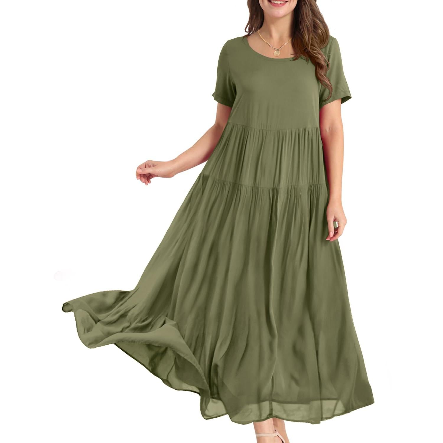 YESNO Plus Size Bohemian Floral Maxi Dress With Pockets