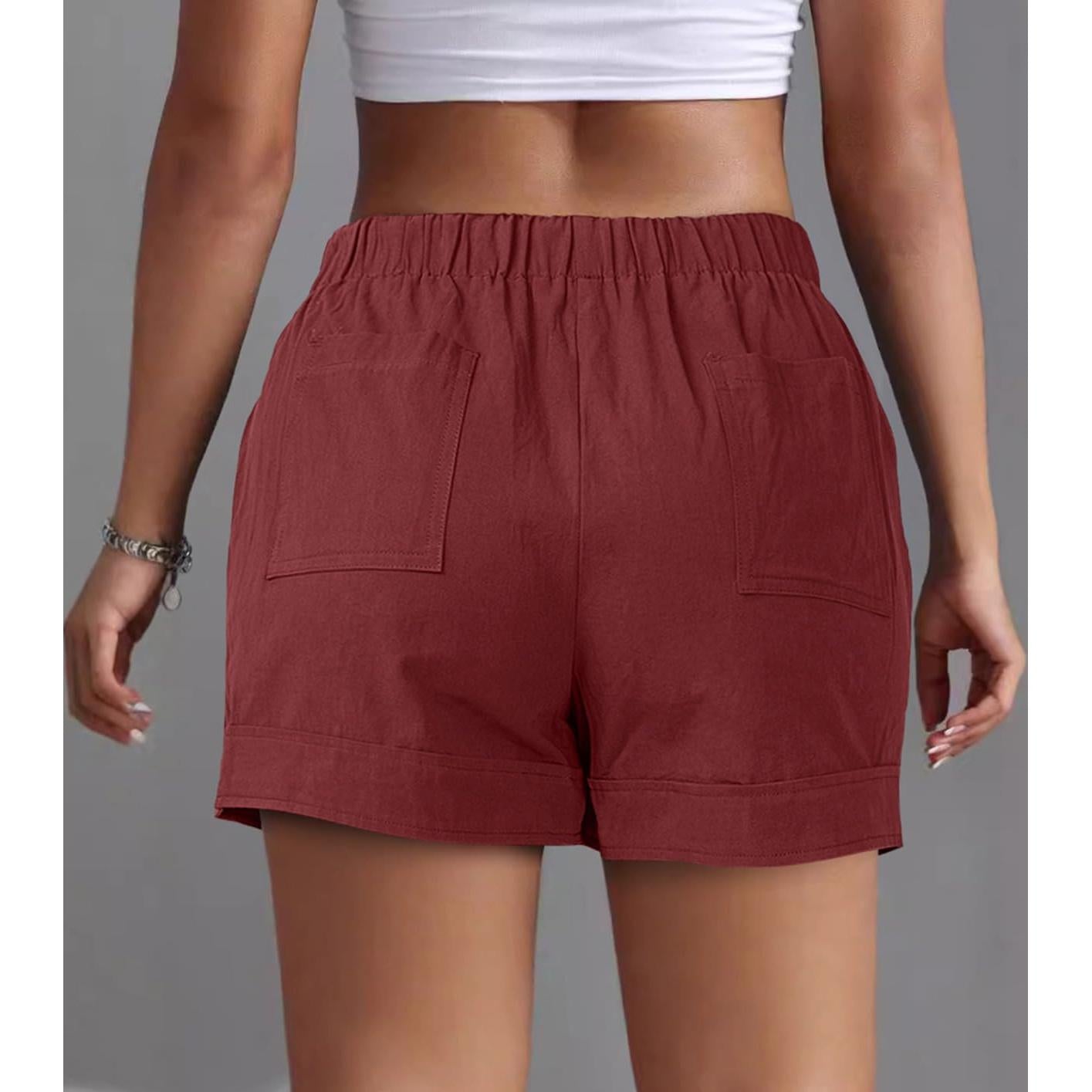 Comefohome Womens Cotton Drawstring Shorts With Pockets