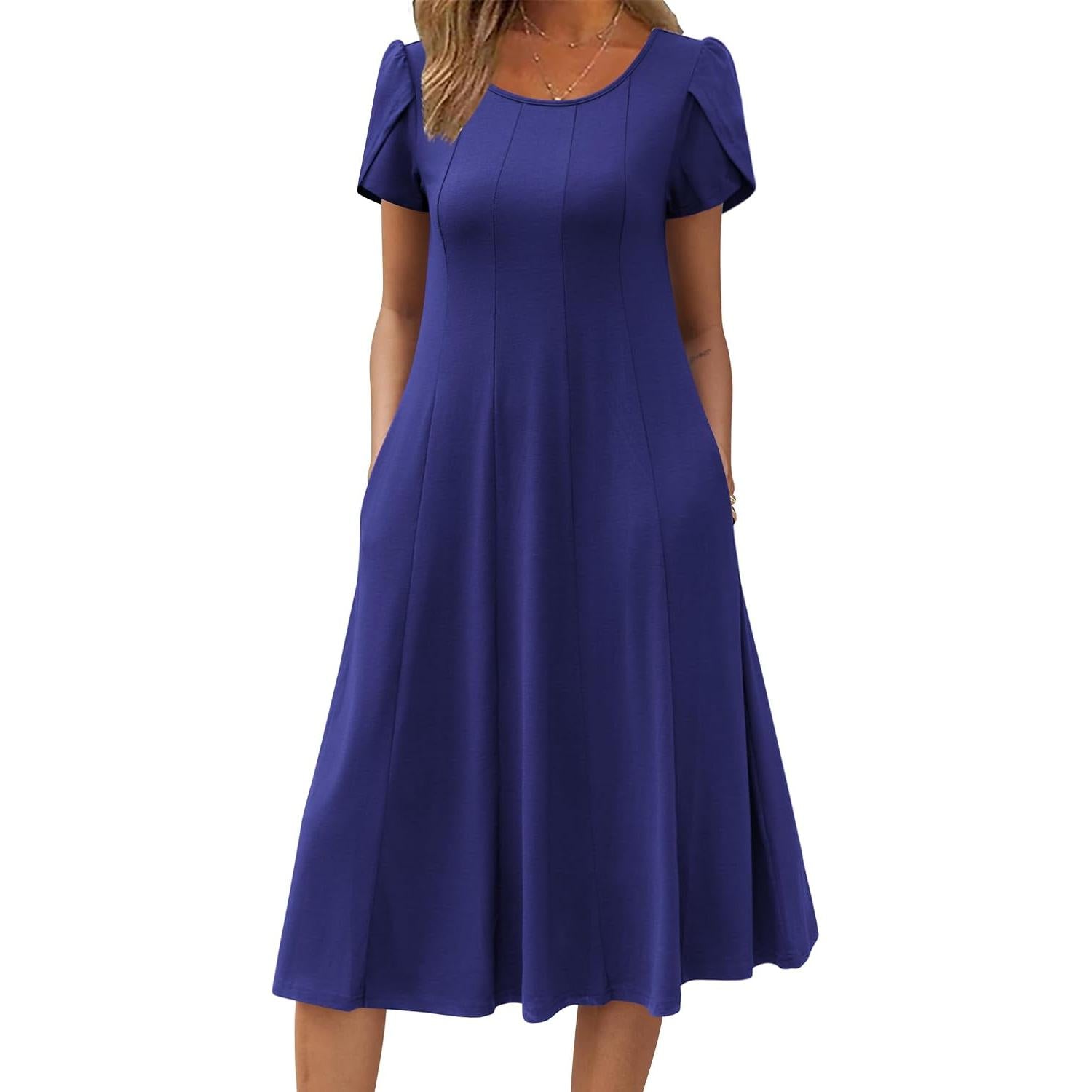 Zeagoo Womens Summer Midi Dress With Pockets S XXL