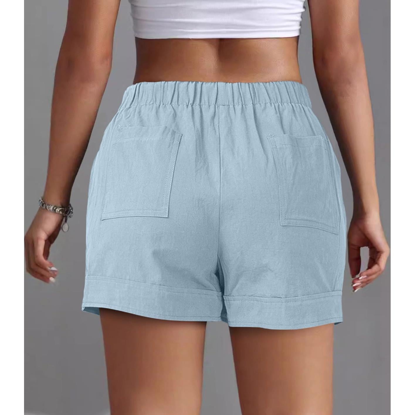 Comefohome Womens Cotton Drawstring Shorts With Pockets