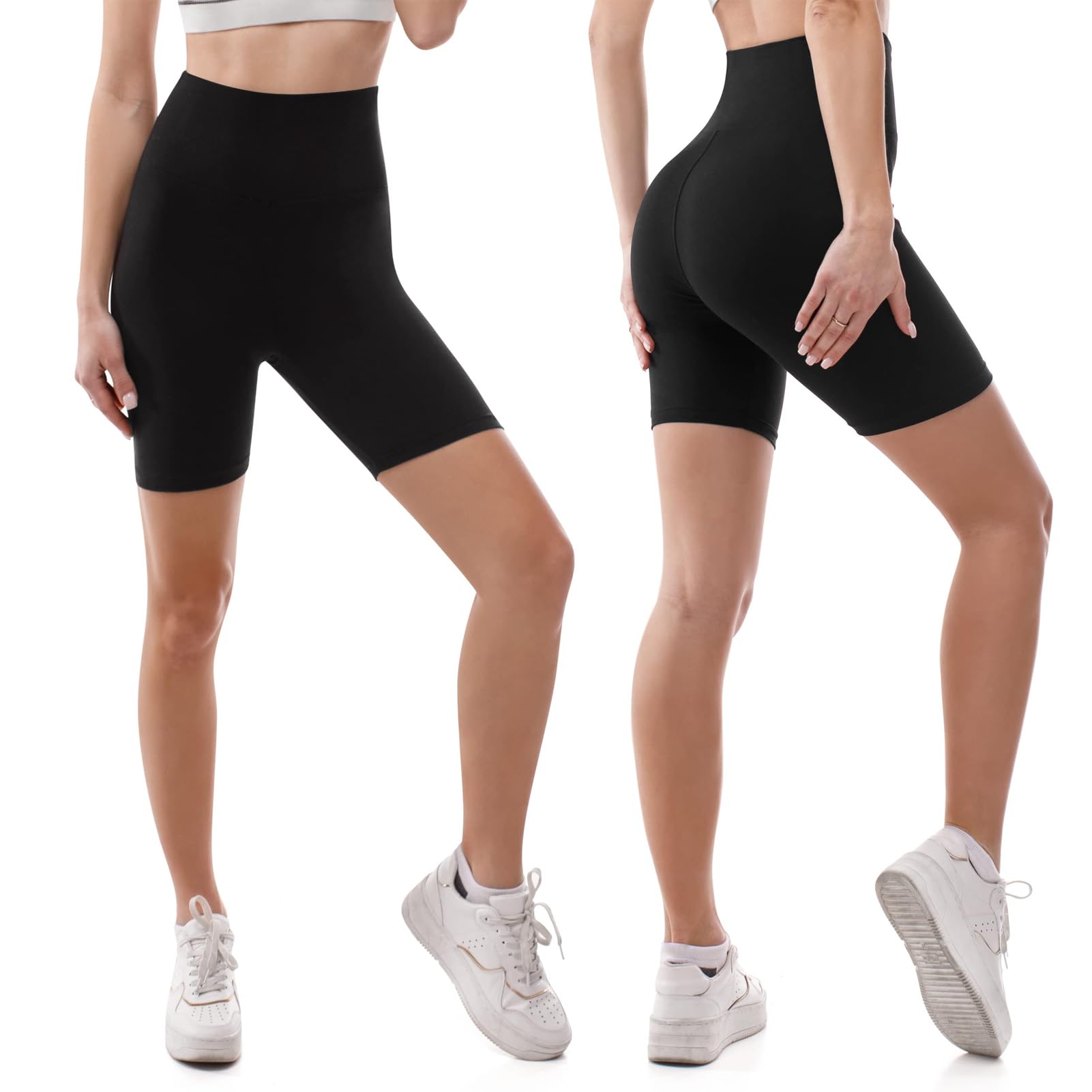 Sinophant High Waisted Cycling Shorts Black Tummy Control