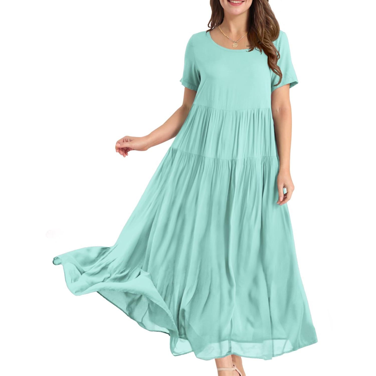 YESNO Plus Size Bohemian Floral Maxi Dress With Pockets