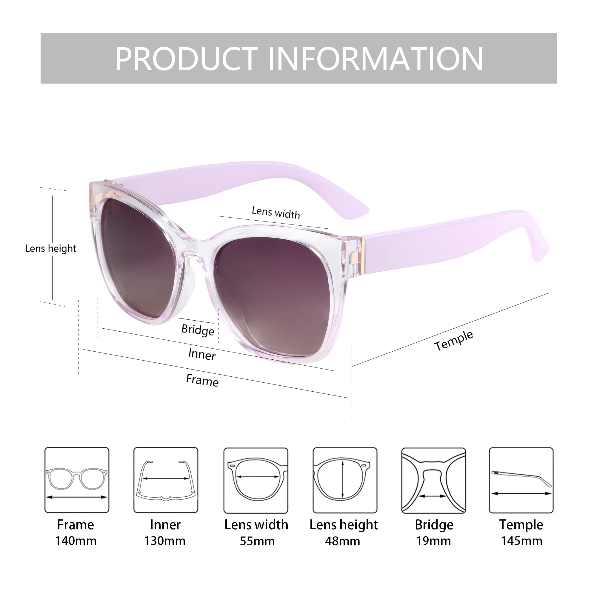 Zenottic Cat Eye Polarised Sunglasses Oversized UV400