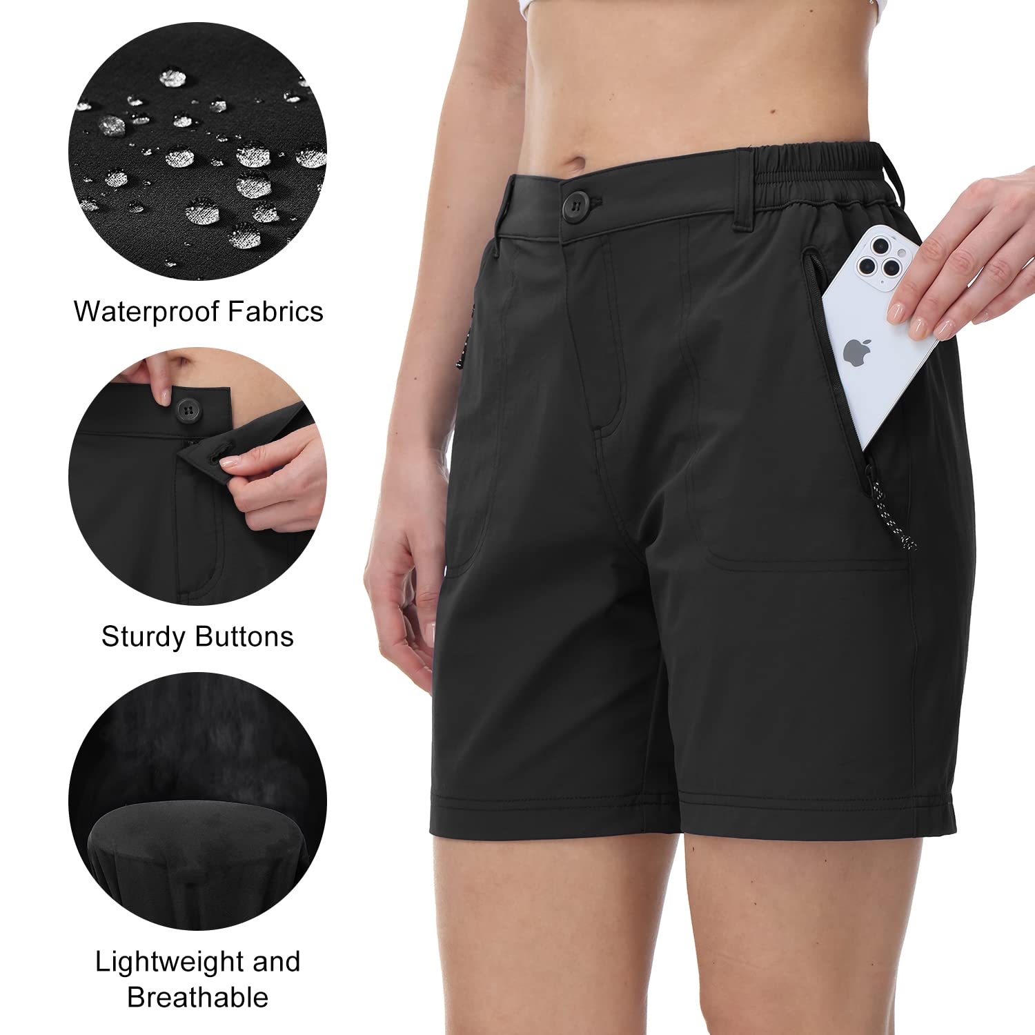 Donhobo Women Golf Shorts Quick Dry Stretch With Pockets