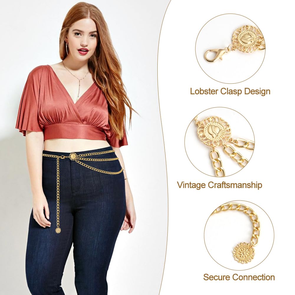 AstraLux Gold Chain Belt for Women Adjustable Boho Cowgirl