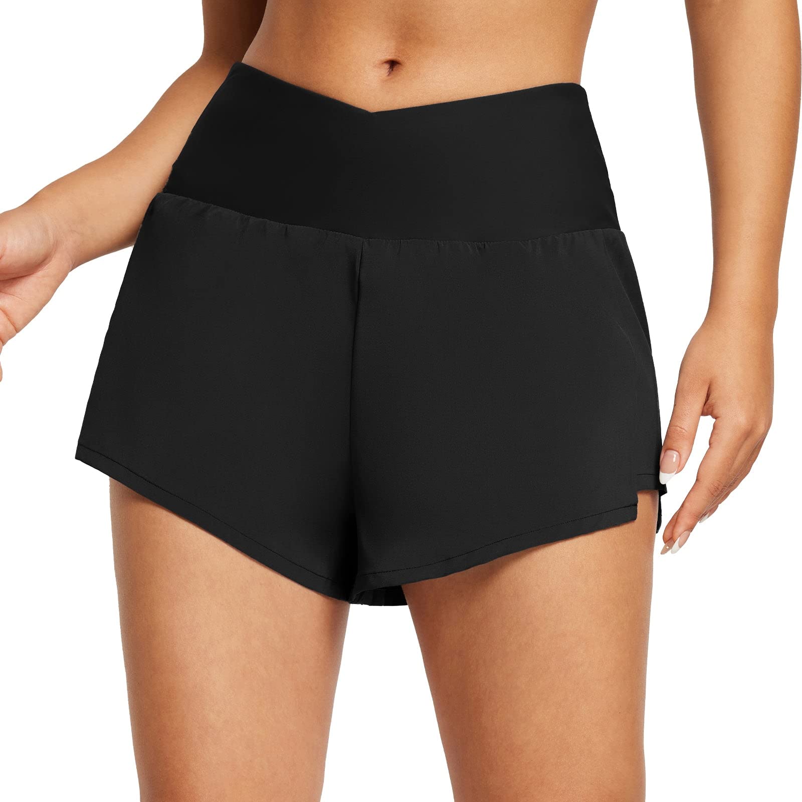 Baleaf Tummy Control High Waisted Swim Shorts With Pockets