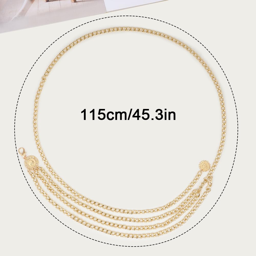 AstraLux Gold Chain Belt for Women Adjustable Boho Cowgirl