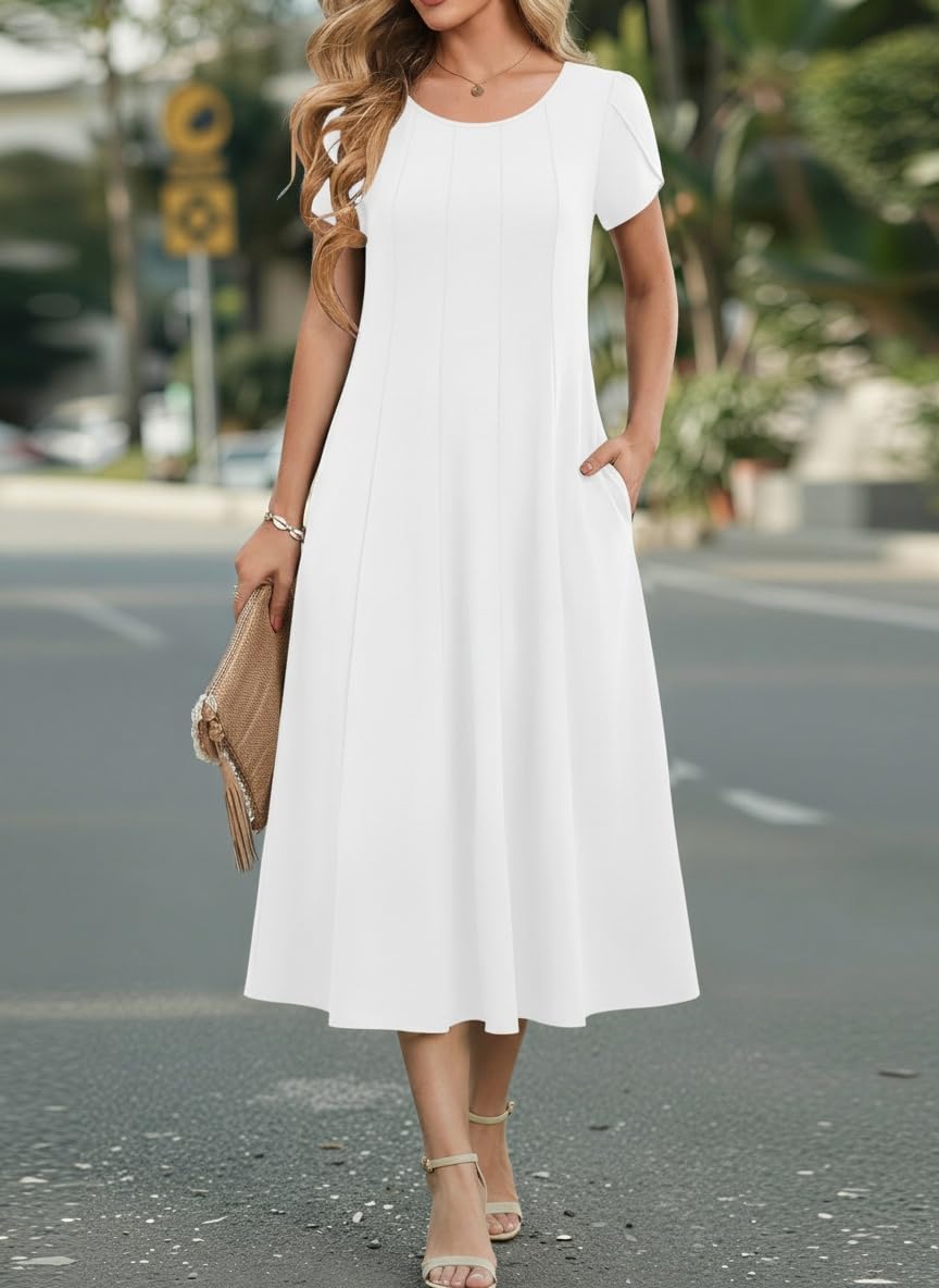 Zeagoo Womens Summer Midi Dress With Pockets S XXL