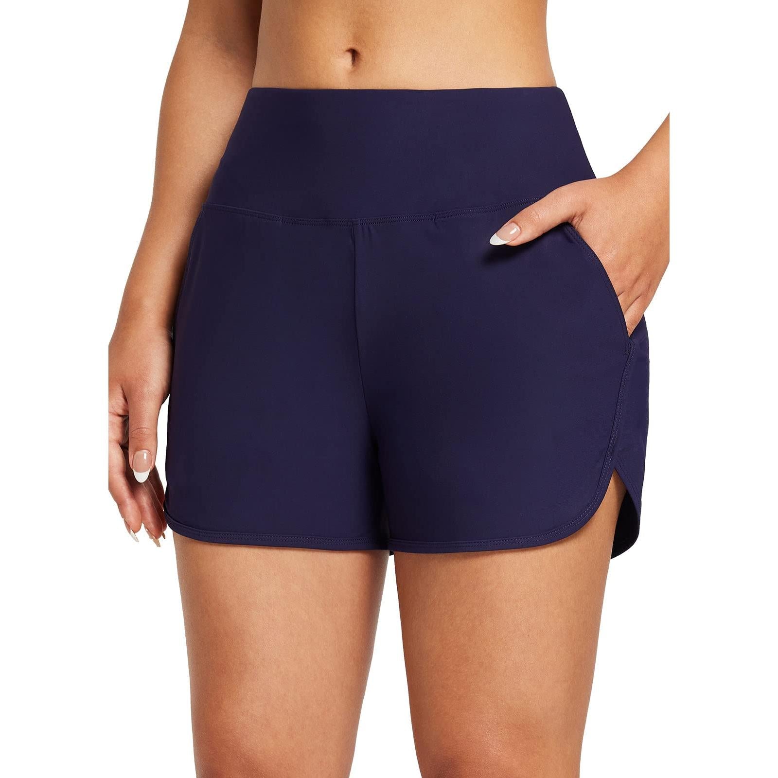 Baleaf Tummy Control High Waisted Swim Shorts With Pockets