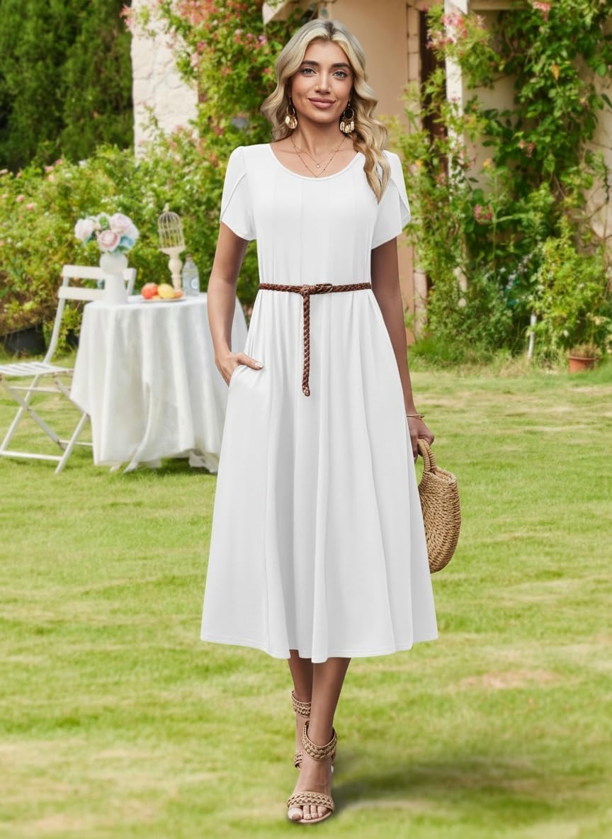 Zeagoo Womens Summer Midi Dress With Pockets S XXL