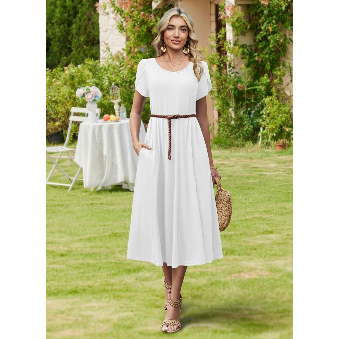Zeagoo Womens Summer Midi Dress With Pockets S XXL