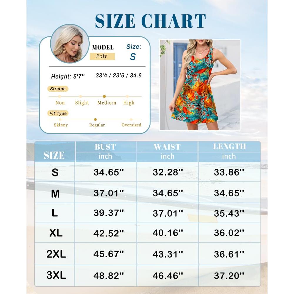 Aokosor Womens Sleeveless Summer Dress With Pockets V Neck