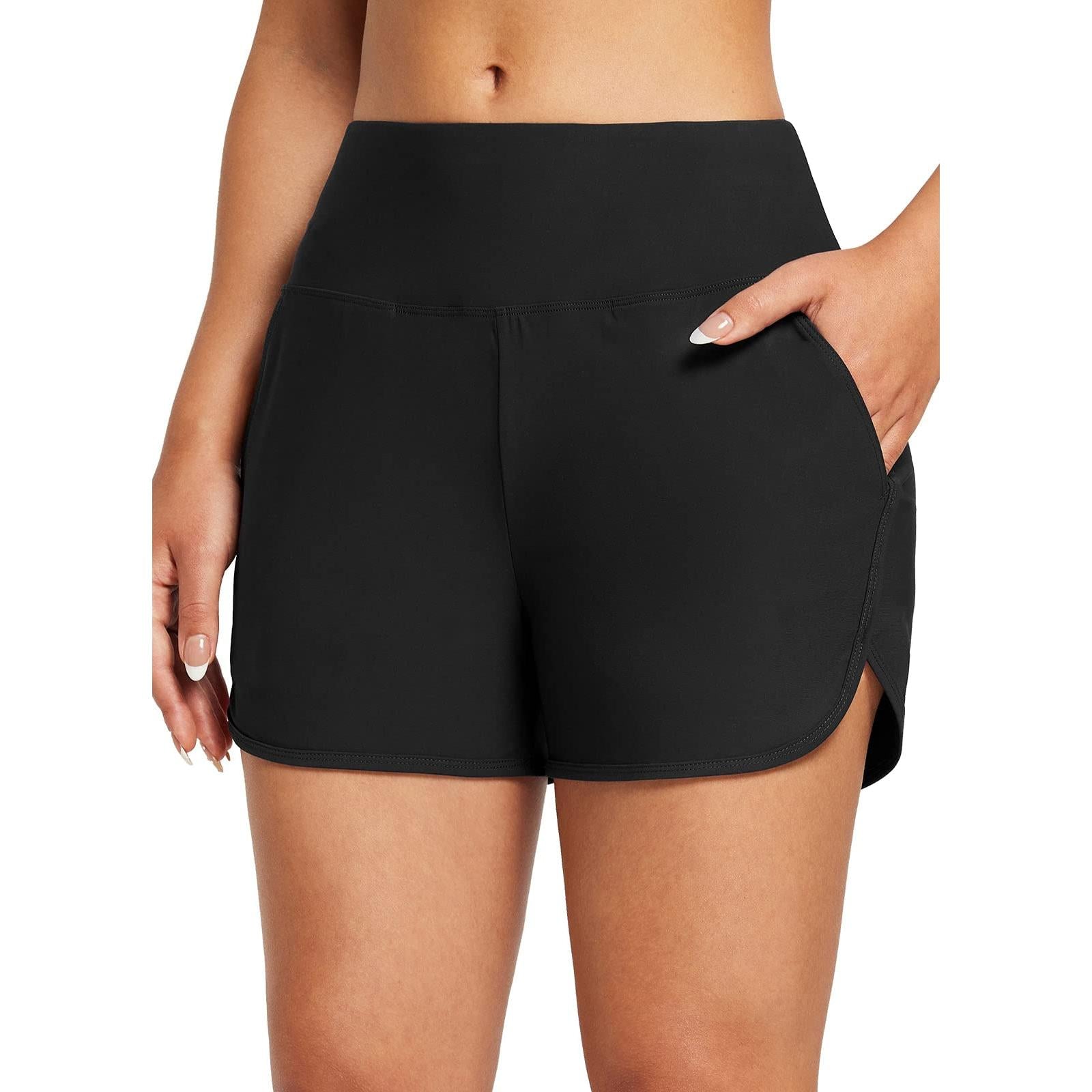 Baleaf Tummy Control High Waisted Swim Shorts With Pockets