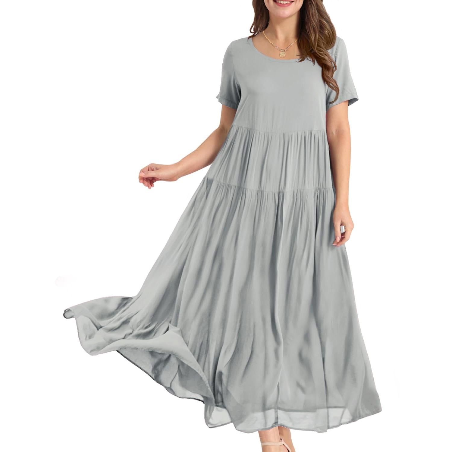 YESNO Plus Size Bohemian Floral Maxi Dress With Pockets