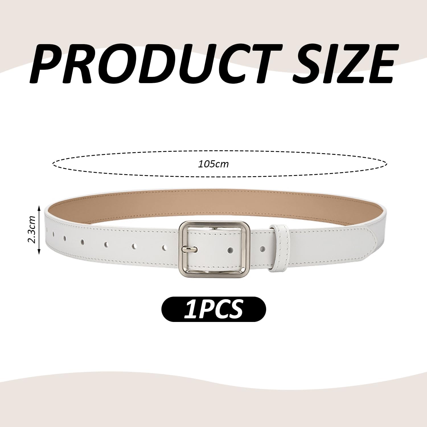 Aurora White Womens Thin Pu Leather Belt 105cm 2.3cm