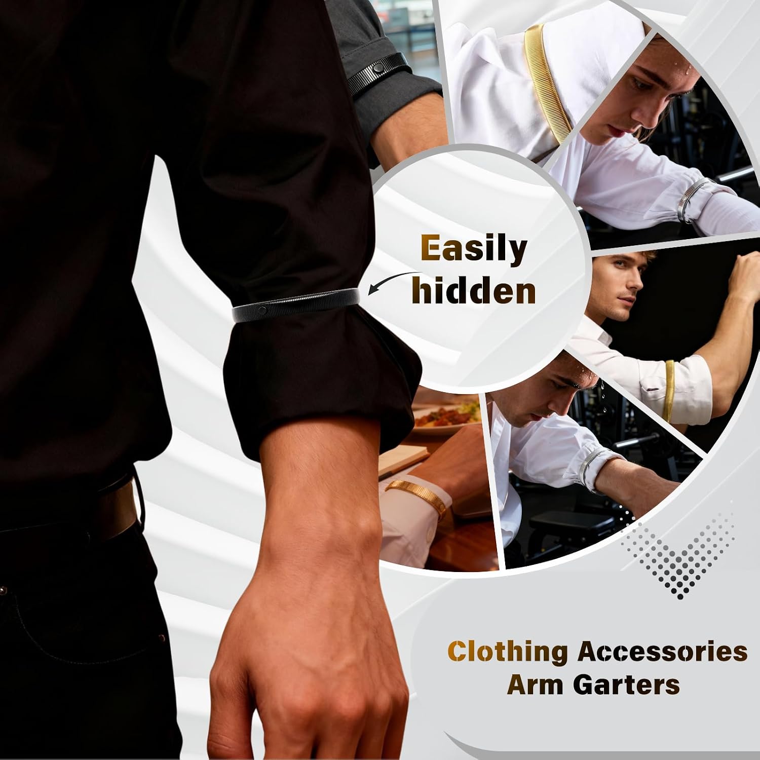 Aurora Sleeve Garters 3 Pairs Anti Slip Metal Sleeve Holders
