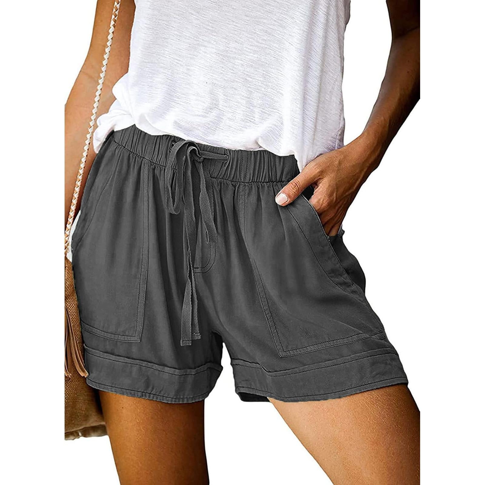 Comefohome Womens Cotton Drawstring Shorts With Pockets