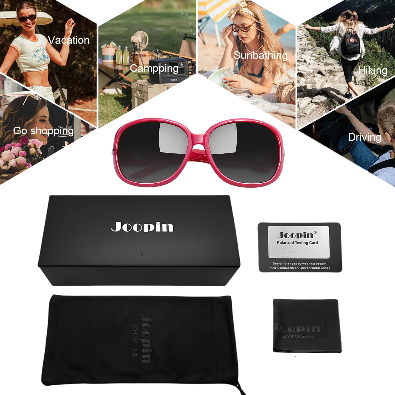 Joopin Oversized Polarised Sunglasses For Women Retro Frames