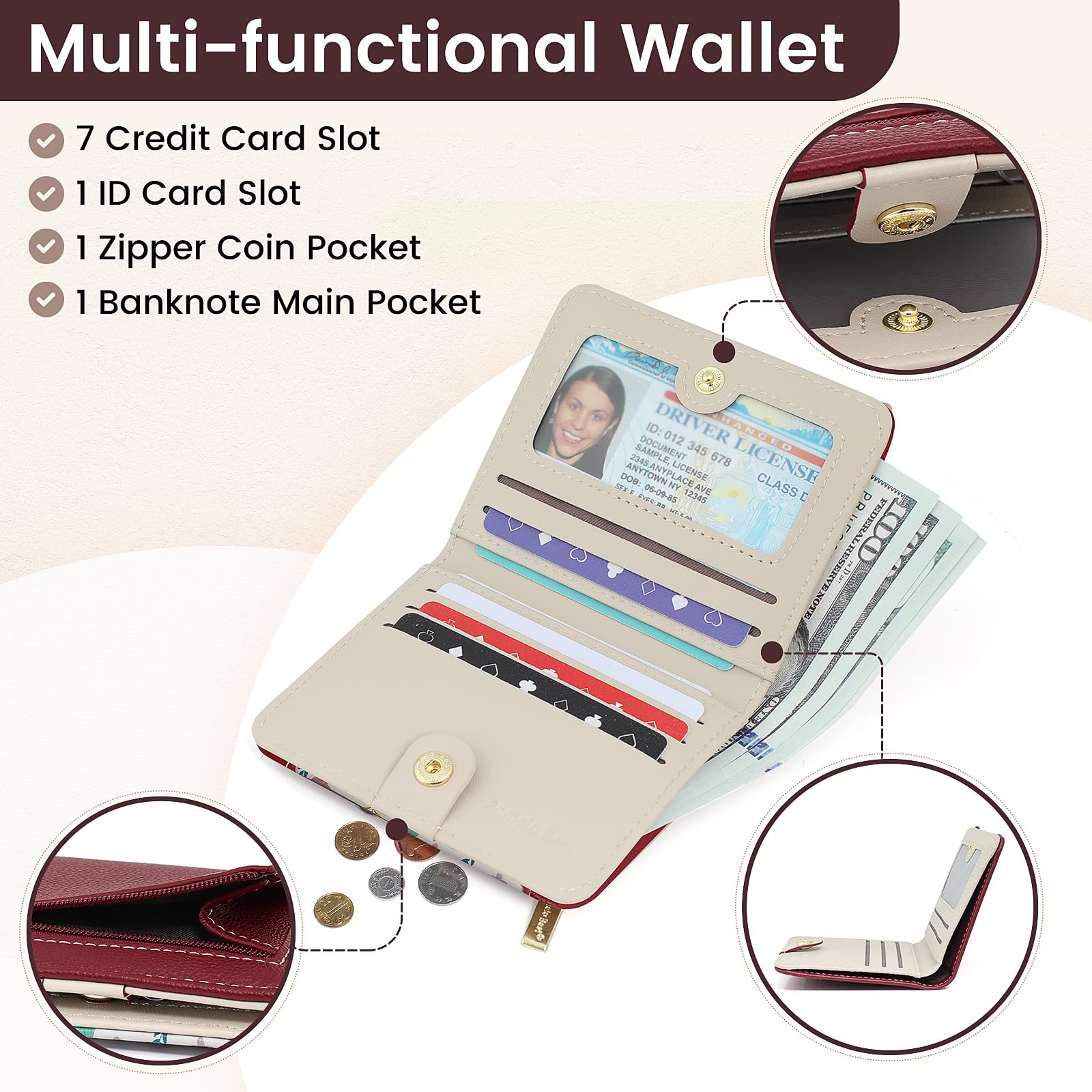 Pomelo Best Pink RFID Blocking Small Wallet With Zipper