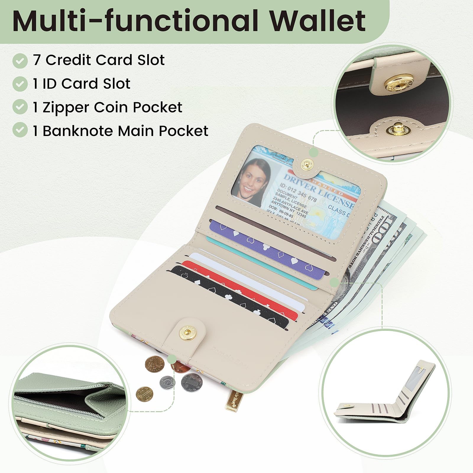 Pomelo Best Pink RFID Blocking Small Wallet With Zipper