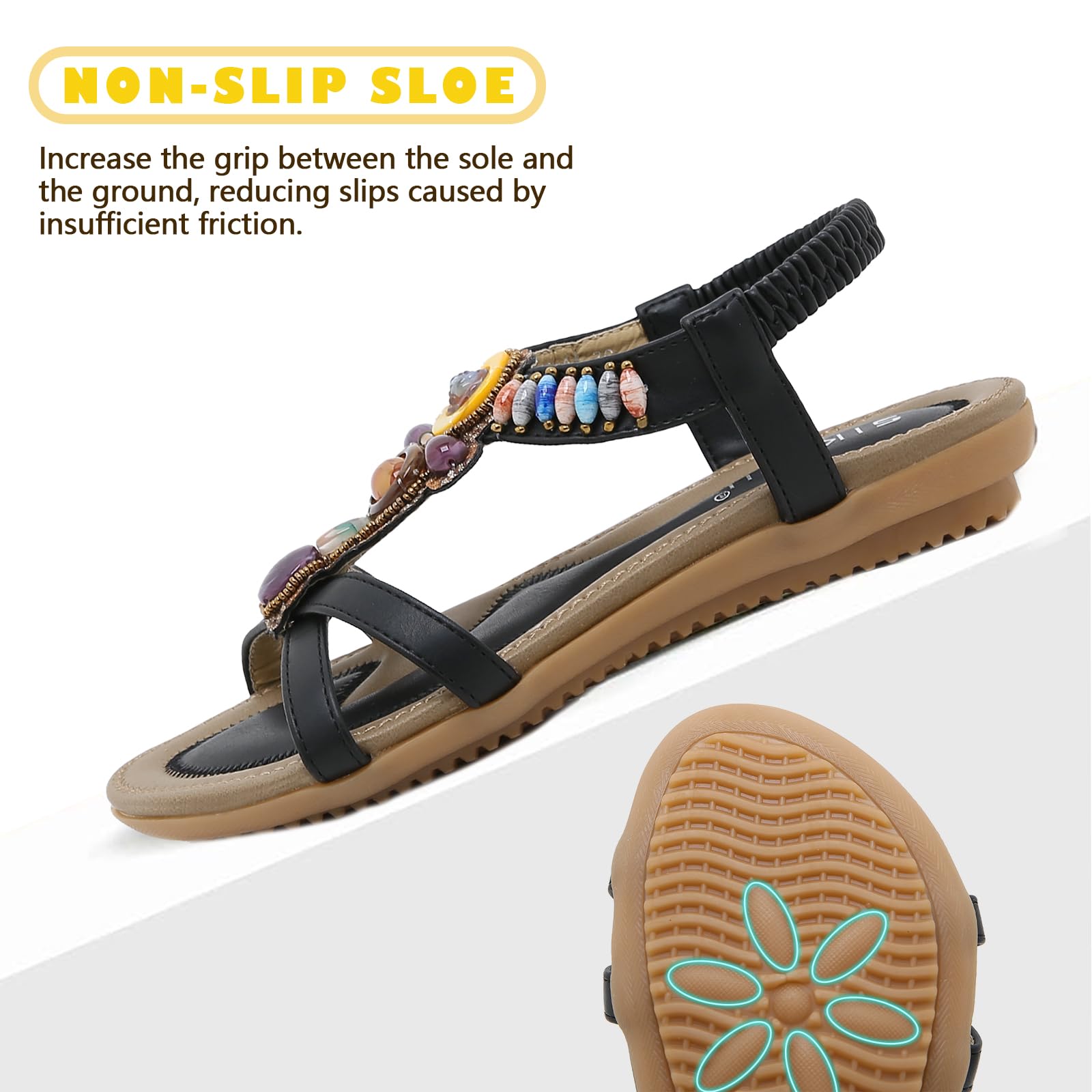 Sandals Womens Summer Flat Slip On Elastic Strap