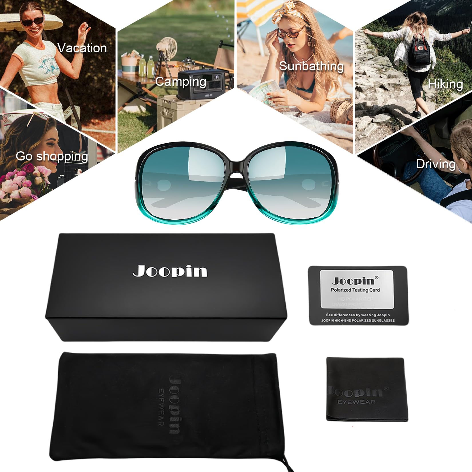 Joopin Oversized Polarised Sunglasses For Women Retro Frames