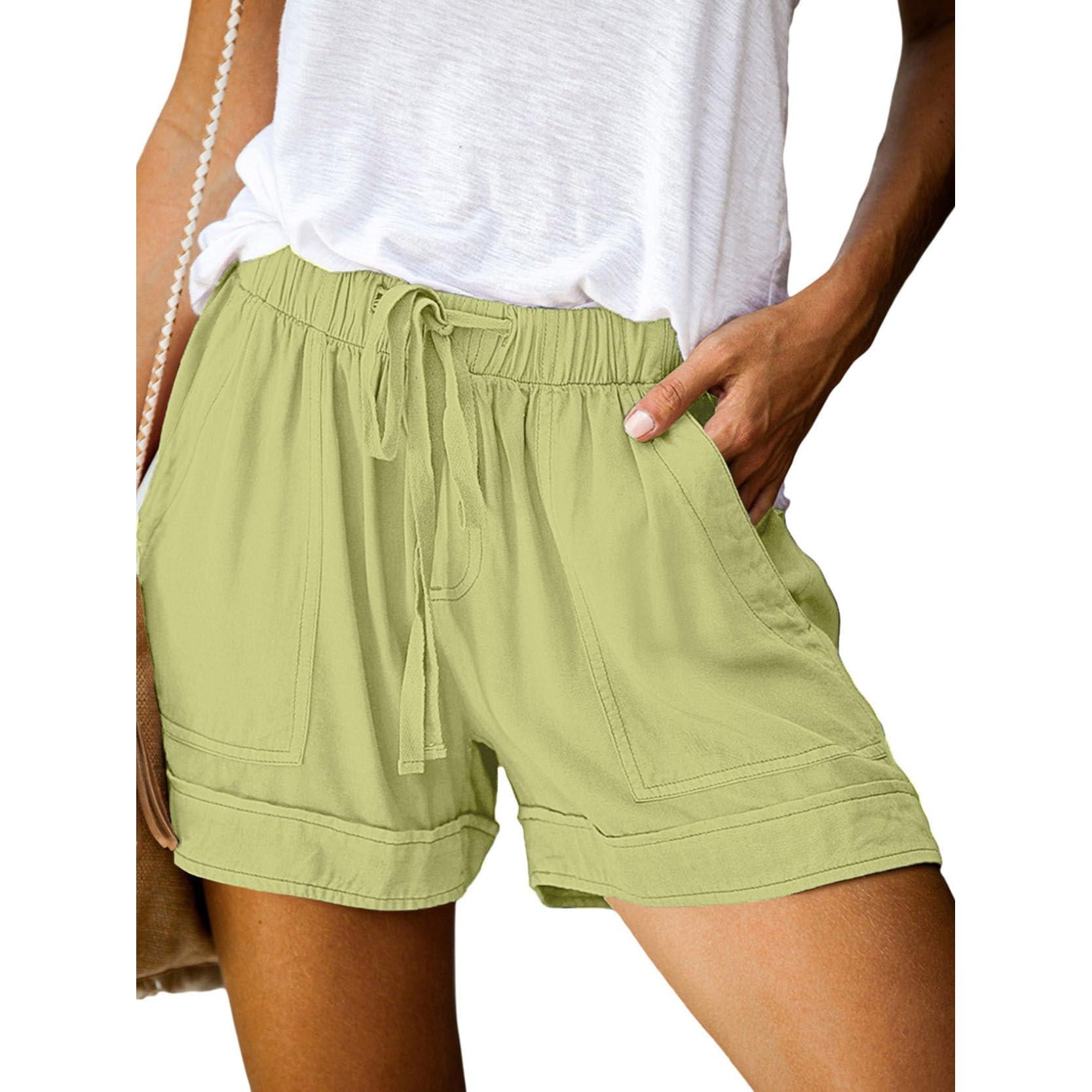 Comefohome Womens Cotton Drawstring Shorts With Pockets