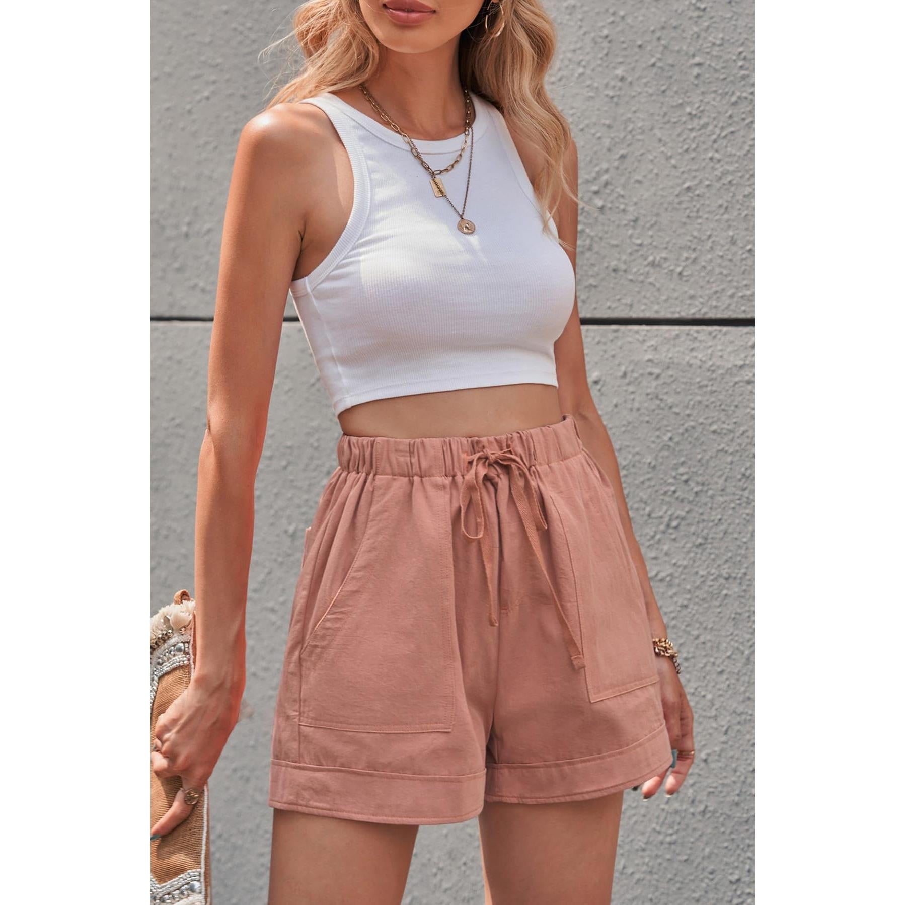 NovaWear Women Drawstring Shorts Elastic Waist Pockets