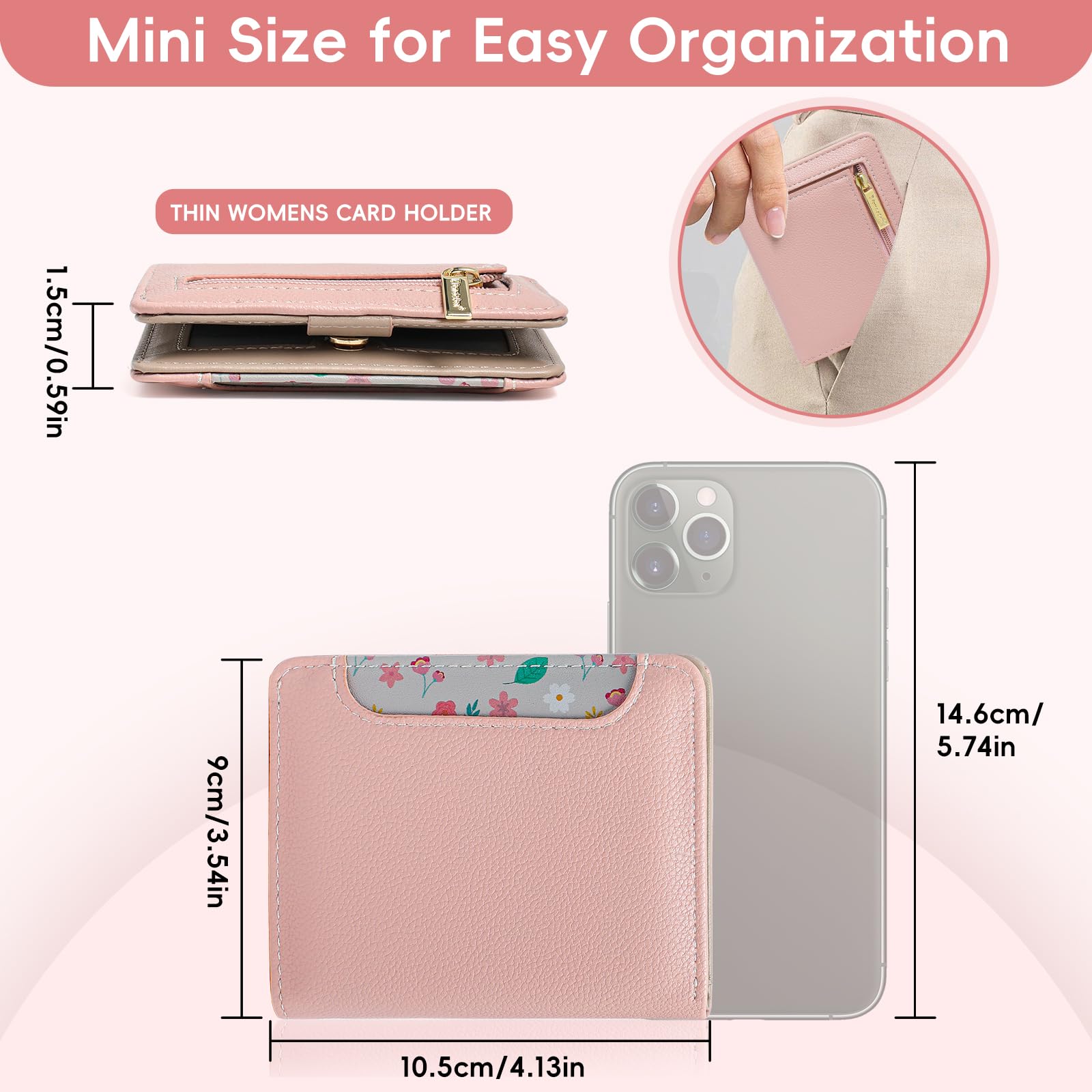 Pomelo Best Pink RFID Blocking Small Wallet With Zipper