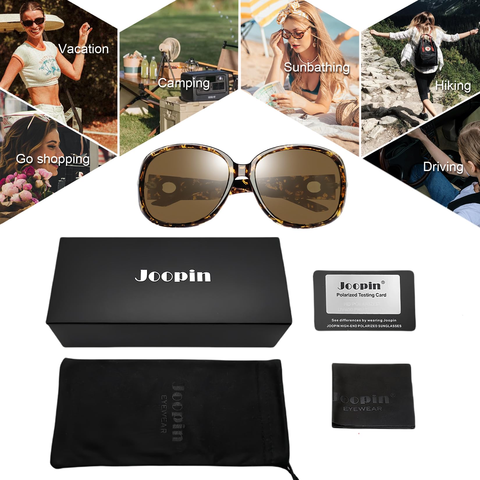 Joopin Oversized Polarised Sunglasses For Women Retro Frames