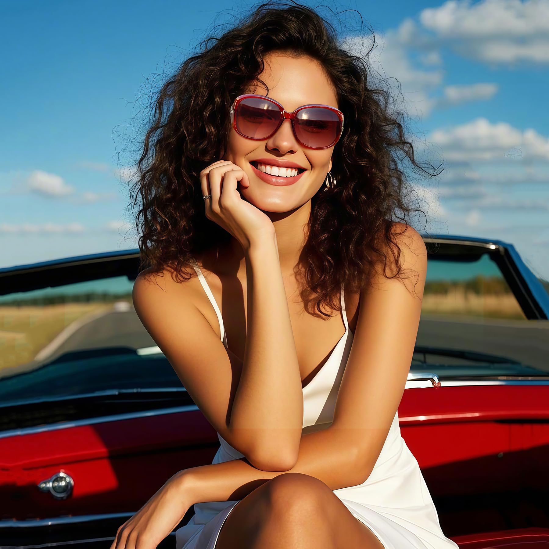 Joopin Oversized Polarised Sunglasses For Women Retro Frames