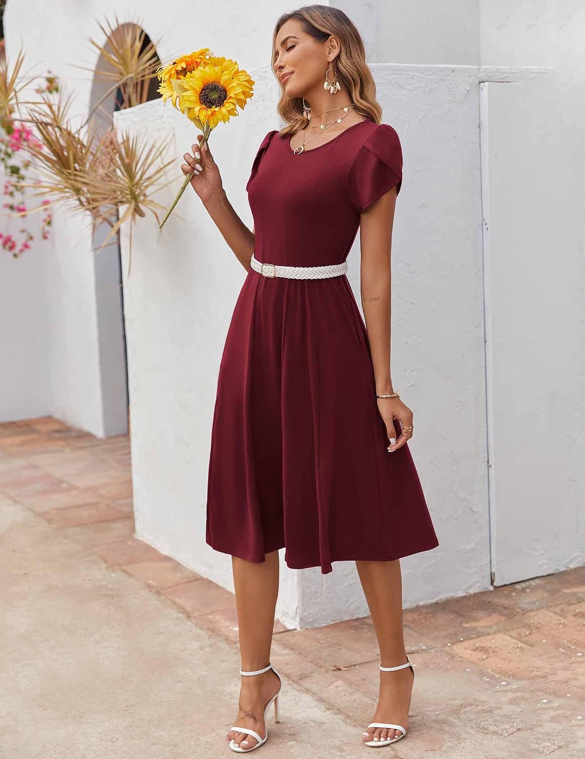 Zeagoo Womens Summer Midi Dress With Pockets S XXL