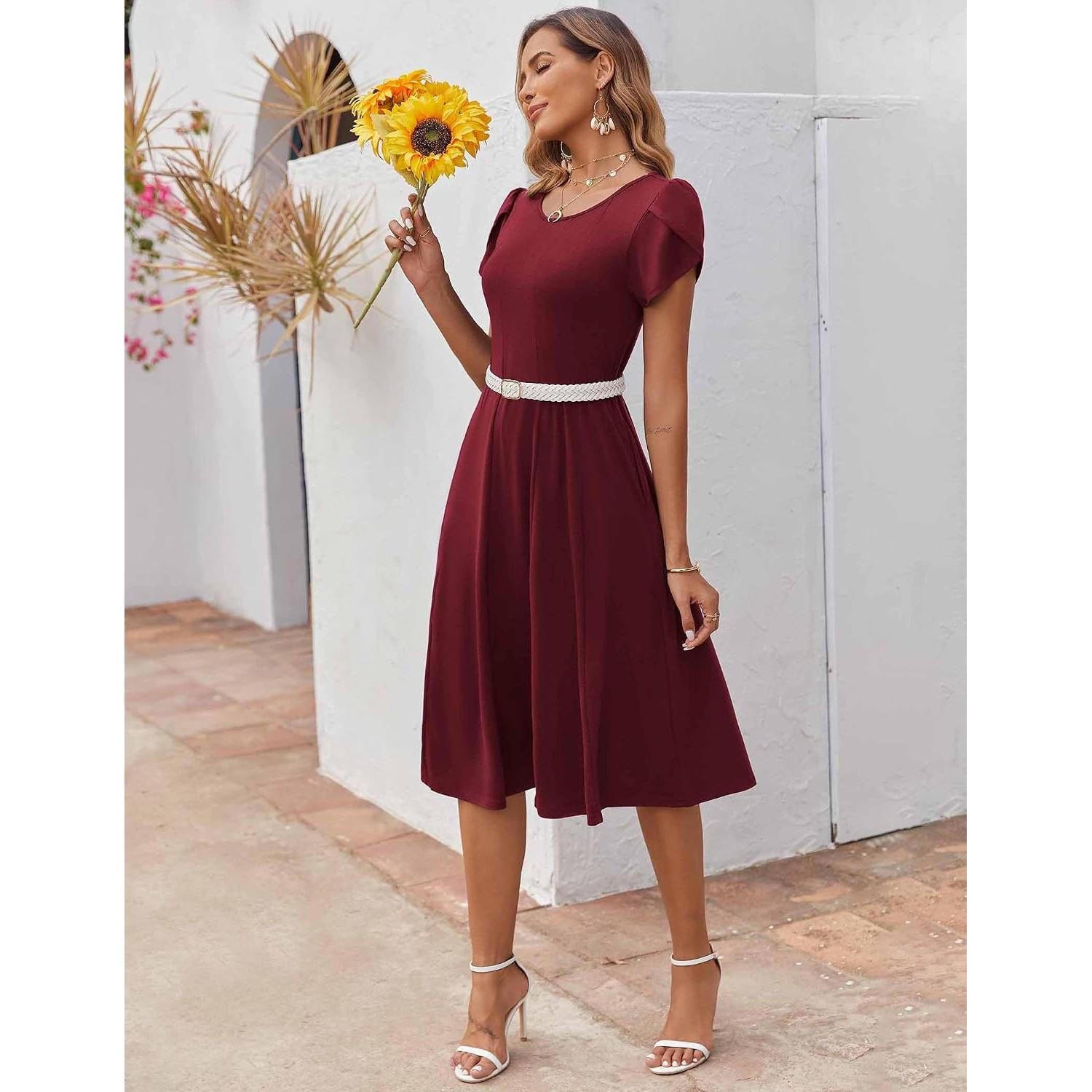 Zeagoo Womens Summer Midi Dress With Pockets S XXL