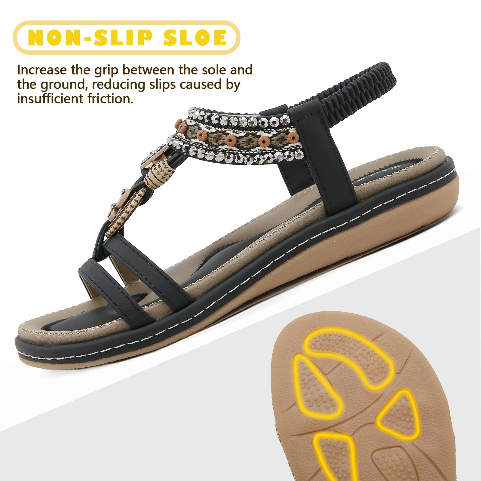 Sandals Womens Summer Flat Slip On Elastic Strap